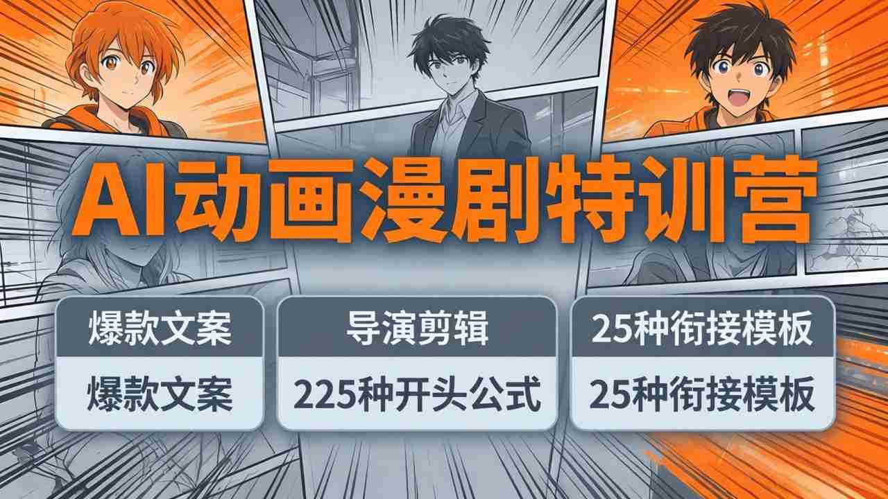 （17917期）AI动画漫剧特训营：爆款文案+导演剪辑：225种开头公式+25种衔接模板，两小时剪电影级大片-有道网创