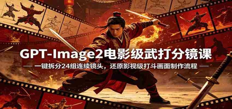GPT-Image2电影级武打分镜课：一键拆分24组连续镜头，还原影视级打斗画面制作流程-有道网创