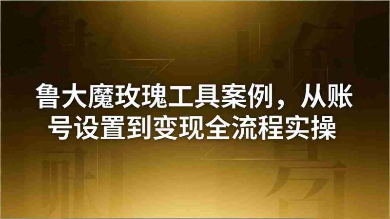 （18092期）引流创业粉卖软件教学：鲁大魔玫瑰工具案例，从账号设置到变现全流程实操-有道网创