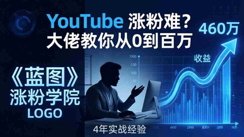 （17836期）YouTube 涨粉难？《蓝图涨粉学院》：4 年赚 460 万的大佬教策略，从0到百万有路径！-有道网创