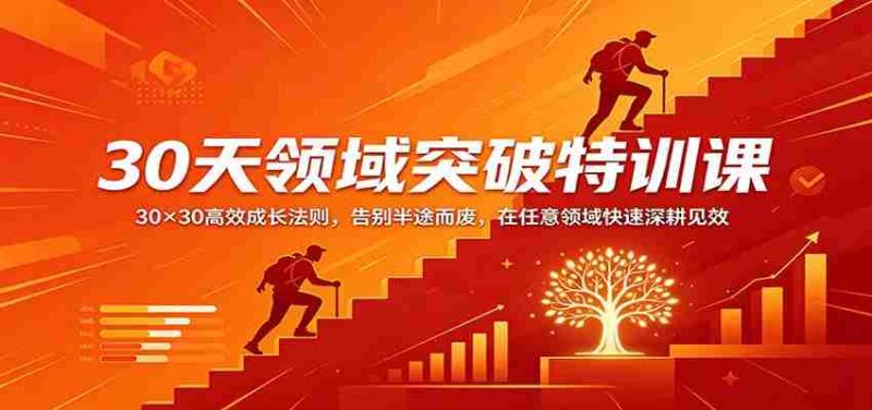 30天领域突破特训课：30×30高效成长法则，告别半途而废，在任意领域快速深耕见效-有道网创