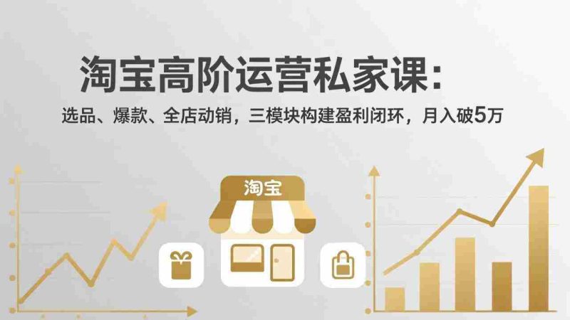 (17904期)淘宝高阶运营私家课(更新26年4月):选品、爆款、全店动销,三模块构建盈利闭环,月入破5万-有道网创