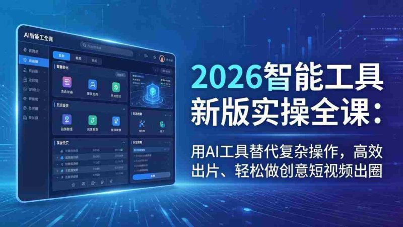 （18005期）2026智能工具新版实操全课：用AI工具替代复杂操作，高效出片、轻松做创意短视频出圈-有道网创