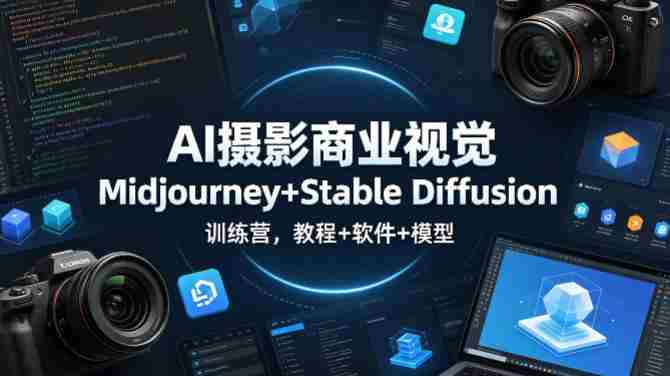 AI摄影商业视觉Midjourney+Stable Diffusion训练营，教程+软件+模型-有道网创