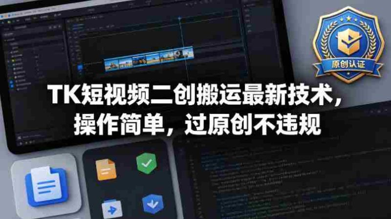 TK短视频二创搬运最新技术，操作简单，过原创不违规-有道网创