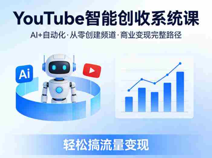 YouTube智能创收系统课，AI+自动化，从零创建YouTube频道并实现商业变现的完整路径，轻松搞流量变现-有道网创