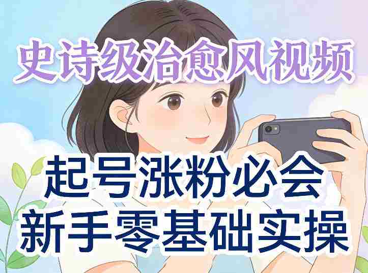 史诗级治愈风视频爆了，起号涨粉必会，新手零基础实操（实操+变现全讲解）-有道网创