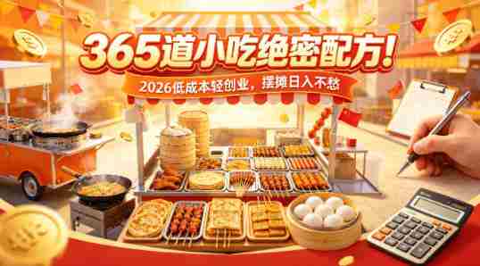 365道小吃绝密配方！2026低成本轻创业，摆摊日入不愁-有道网创