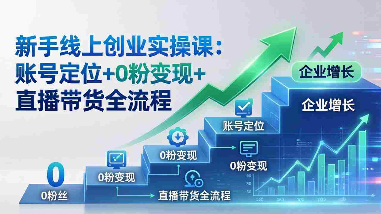 （17831期）新手线上创业实操课：账号定位+0粉变现+直播带货全流程，企业用户增长一步到位-有道网创