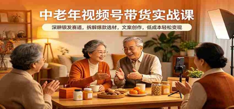 中老年视频号带货实战课：深耕银发赛道，拆解爆款选材，文案创作，低成本轻松变现-有道网创