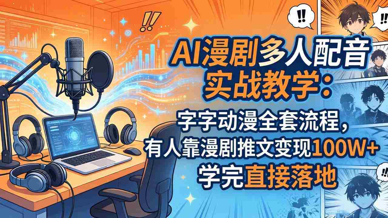 （18060期） AI漫剧多人配音实战教学：字字动漫全套流程，有人靠漫剧推文变现100W+，学完直接落地-有道网创