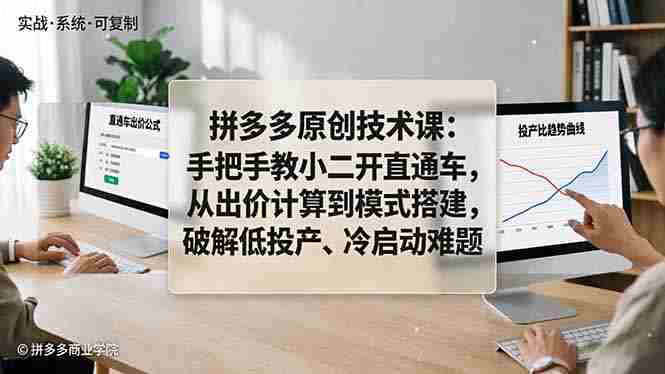 （18159期）拼多多原创技术课：手把手教小二开直通车，从出价计算到模式搭建，破解低投产、冷启动难题-有道网创