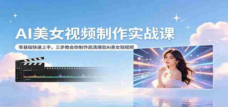 AI美女视频制作实战课：零基础快速上手，三步教会你制作高清爆款AI美女短视频-有道网创