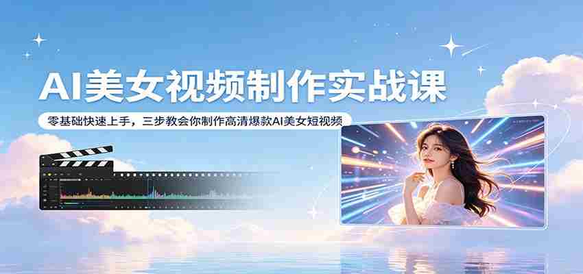 AI美女视频制作实战课：零基础快速上手，三步教会你制作高清爆款AI美女短视频-有道网创
