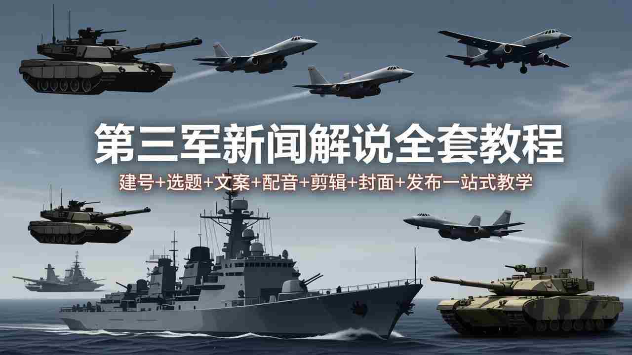 （18081期）第三军迷新闻解说全套教程：建号+选题+文案+配音+剪辑+封面+发布一站式教学-有道网创
