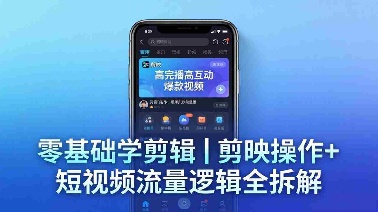 （18117期） 【零基础学剪辑】剪映操作+短视频流量逻辑全拆解｜手把手教你剪出高完播高互动爆款视频-有道网创