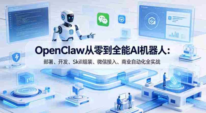 OpenClaw从零到全能AI机器人：部署、开发、Skill组装、微信接入、商业自动化全实战-有道网创