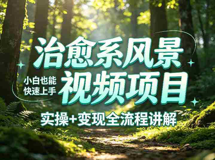 治愈系风景视频项目拆解，小白也能快速上手，实操+变现全流程讲解-有道网创