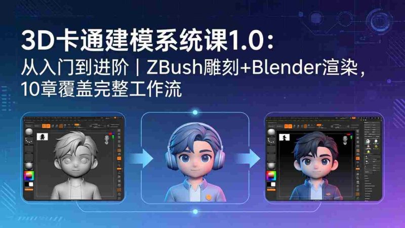 （18035期）3D卡通建模系统课1.0：从入门到进阶｜ZBrush雕刻+Blender渲染，10章覆盖完整工作流-有道网创