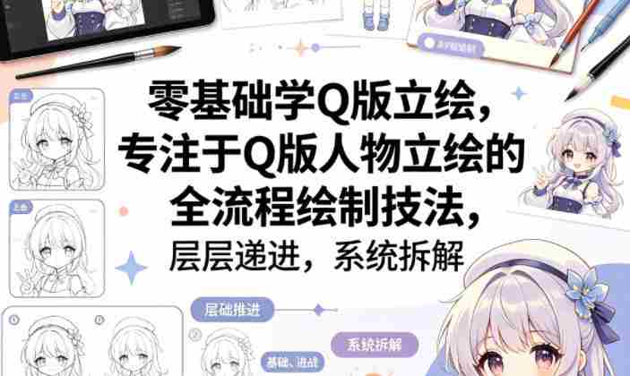 零基础学Q版立绘，专注于Q版人物立绘的全流程绘制技法，层层递进，系统拆解-有道网创
