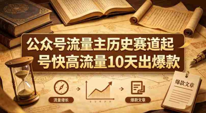 公众号流量主之历史赛道，起号快+高流量，10天就能出爆款！-有道网创