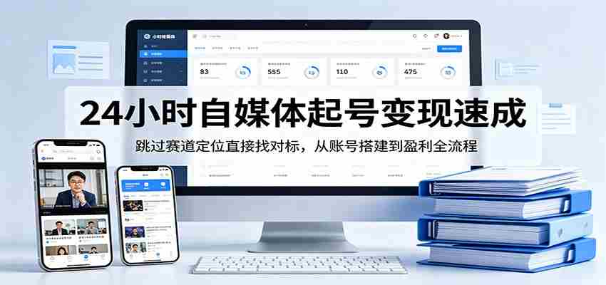 24小时自媒体起号变现速成，跳过赛道定位直接找对标，从账号搭建到盈利全流程-有道网创