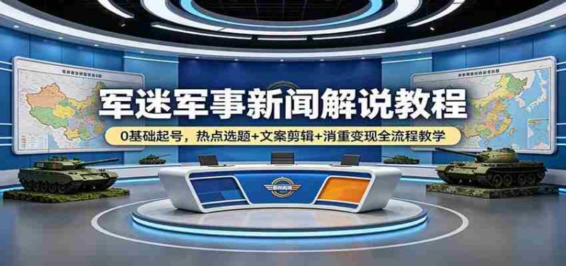 军迷军事新闻解说教程：0基础起号，热点选题+文案剪辑+消重变现全流程教学-有道网创