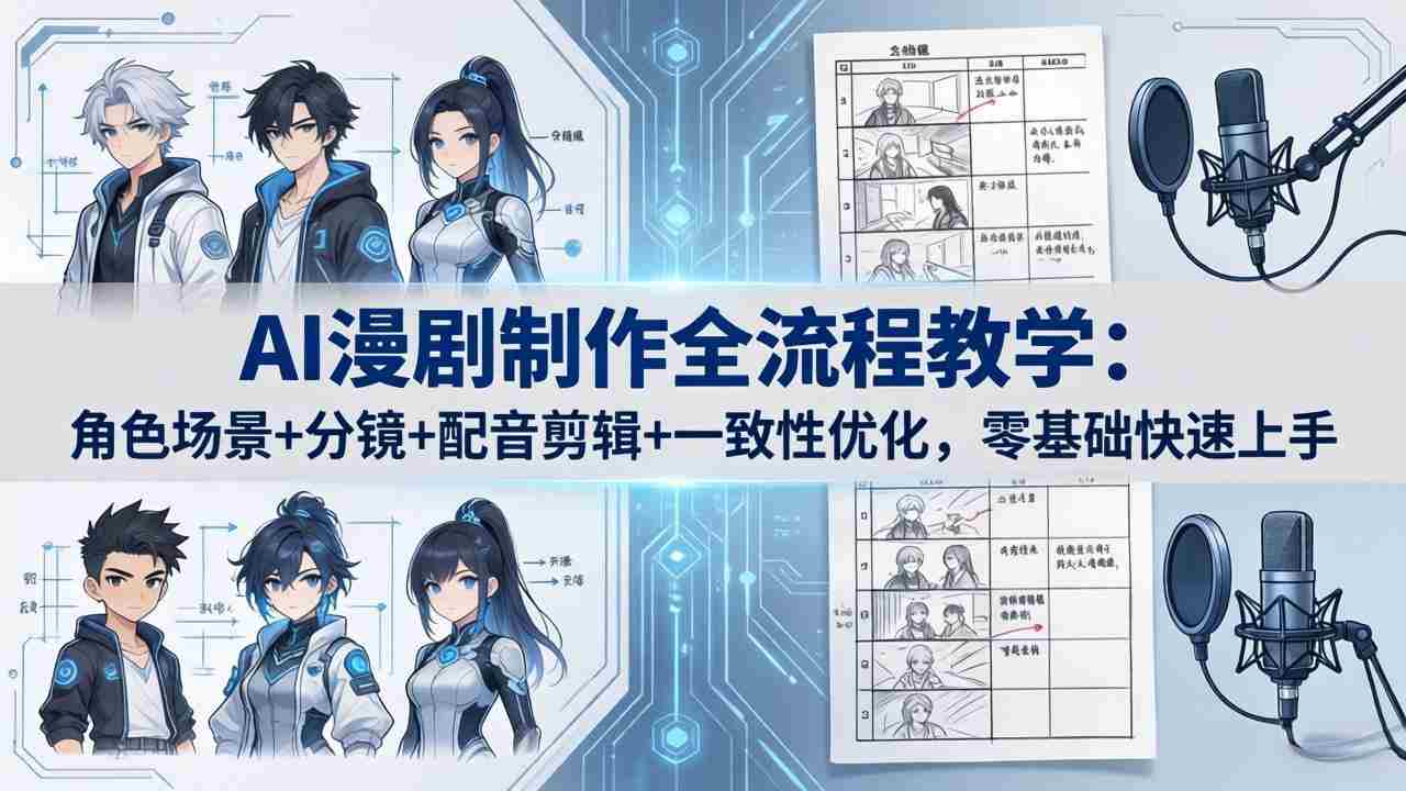 （18090期）AI漫剧制作全流程教学：角色场景+分镜+配音剪辑+一致性优化，零基础快速上手-有道网创