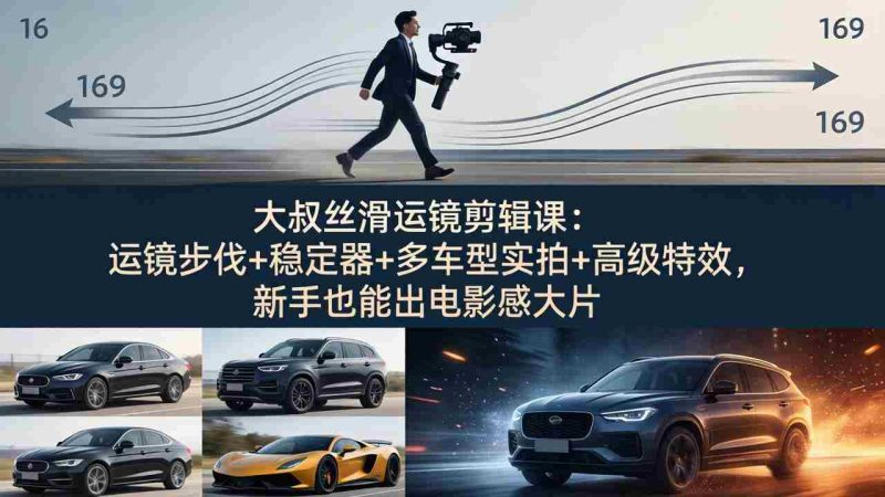 （18004期）大叔丝滑运镜剪辑课：运镜步伐+稳定器+多车型实拍+高级特效，新手也能出电影感大片-有道网创