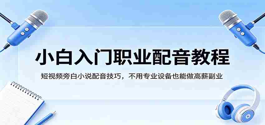 小白入门职业配音教程，短视频旁白小说配音技巧，不用专业设备也能做高薪副业-有道网创
