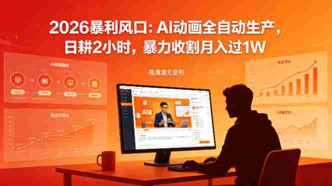 2026暴利风口：AI动画全自动生产，日耕2小时，暴力收割月入过1W-有道网创