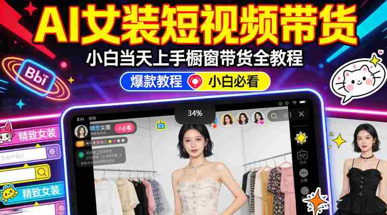 AI女装短视频橱窗带货：小白零门槛当天上手，高佣金爆款轻松賺！-有道网创