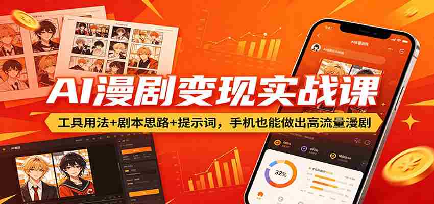 AI漫剧变现实战课：工具用法+剧本思路+提示词，手机也能做出高流量漫剧-有道网创