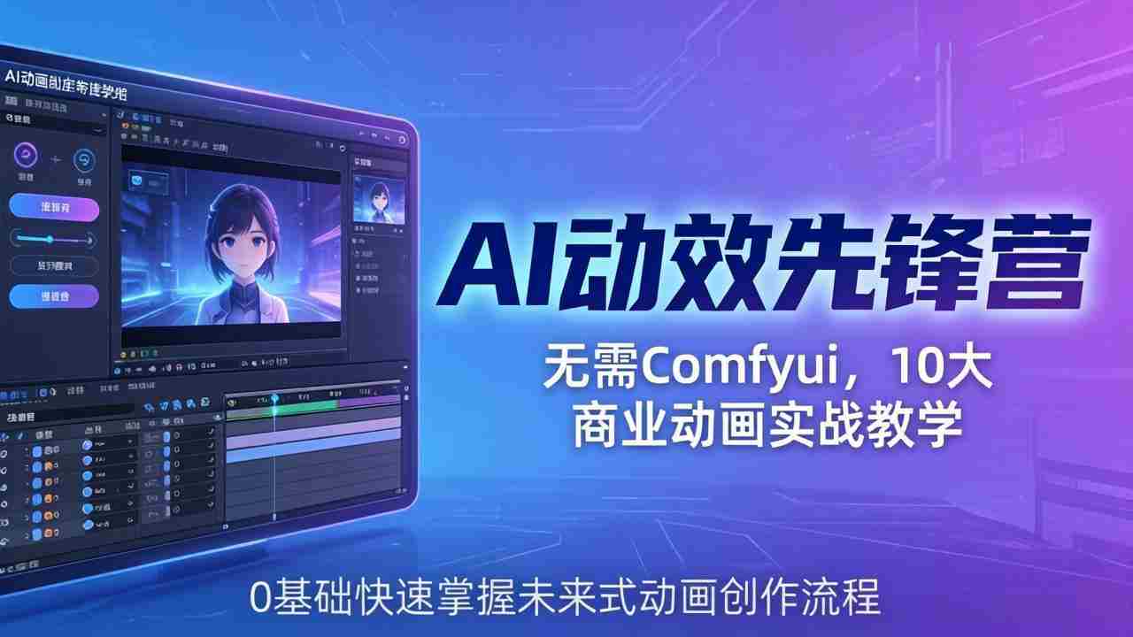 （18077期）AI 动效先锋营：无需Comfyui，10大商业动画实战教学，0基础快速掌握未来式动画创作流程-有道网创