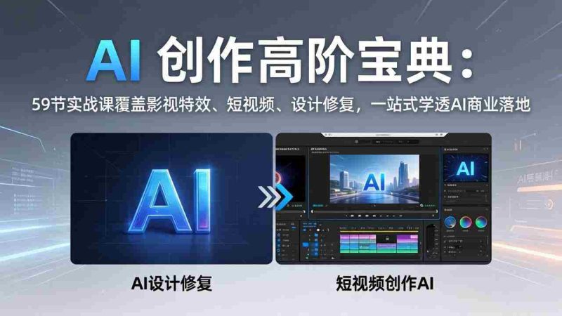 （17887期）AI 创作高阶宝典：59节实战课覆盖影视特效、短视频、设计修复，一站式学透AI商业落地-有道网创