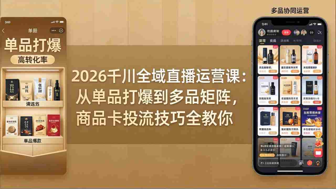 （18028期）2026千川全域直播运营课：从单品打爆到多品矩阵，商品卡投流技巧全教你-有道网创