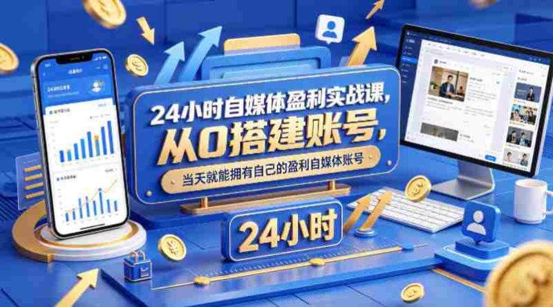 24小时自媒体盈利实战课，从0搭建账号，当天就能拥有自己的盈利自媒体账号-有道网创
