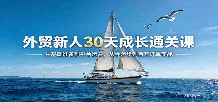 外贸新人30天成长通关课：从基础准备到平台运营，从零起步到百万订单实战-有道网创