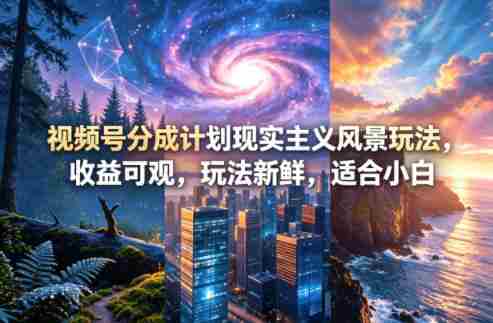 视频号分成计划现实主义风景玩法，收益可观，玩法新鲜，适合小白-有道网创