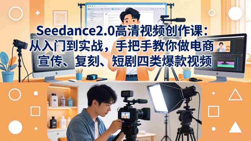 （18019期）Seedance2.0高清视频创作课：从入门到实战，手把手教你做电商、宣传、复刻、短剧四类爆款视频-有道网创