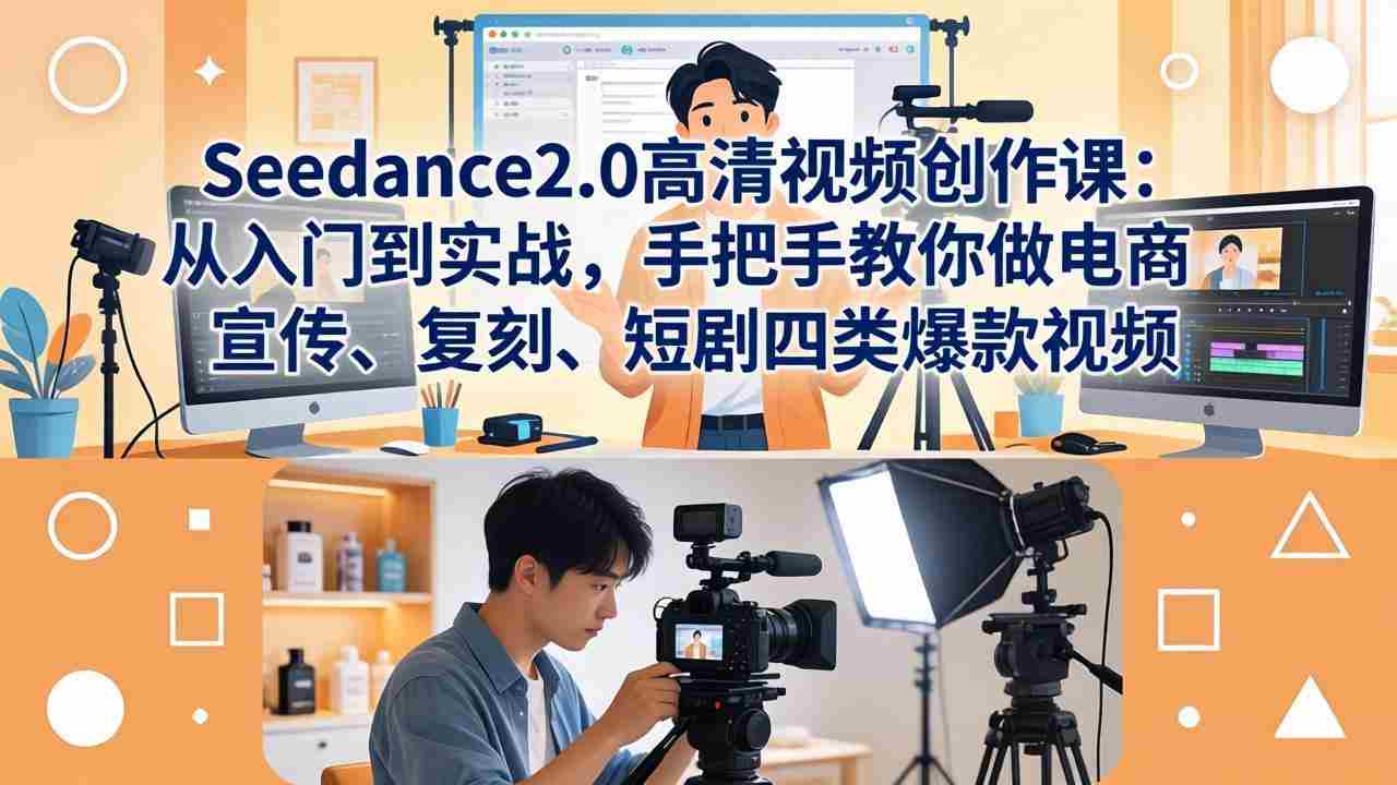 （18019期）Seedance2.0高清视频创作课：从入门到实战，手把手教你做电商、宣传、复刻、短剧四类爆款视频-有道网创