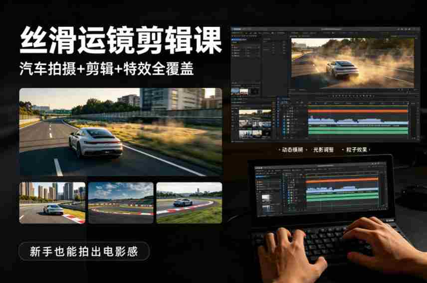 大叔丝滑运镜剪辑课，汽车拍摄+剪辑+特效全覆盖，新手也能拍出电影感-有道网创