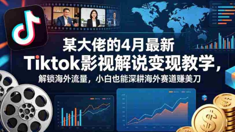 某大佬的4月最新Tiktok影视解说变现教学，解锁海外流量，小白也能深耕海外赛道賺美刀-有道网创