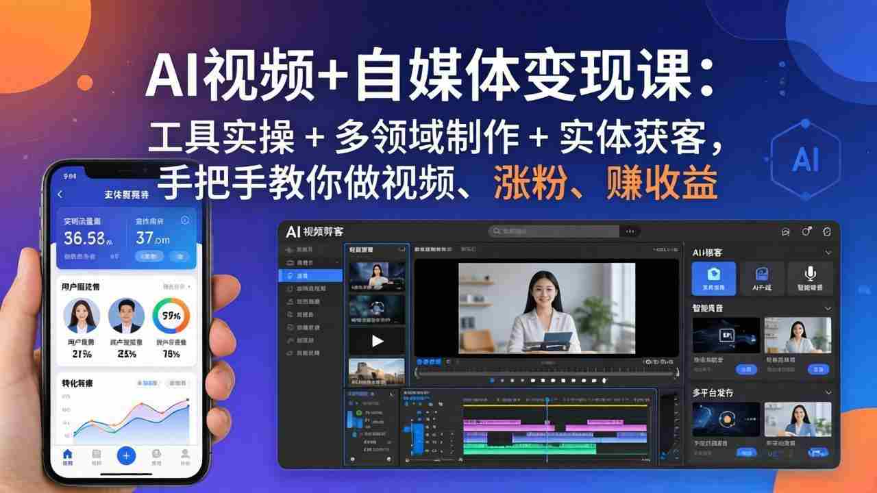 （17891期）AI视频+自媒体变现课：工具实操 + 多领域制作 + 实体获客，手把手教你做视频、涨粉、赚收益-有道网创