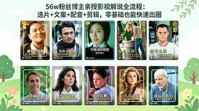 (18579期)56万粉丝博主亲授影视解说全流程:选片+文案+配音+剪辑,零基础也能快速出圈-有道网创