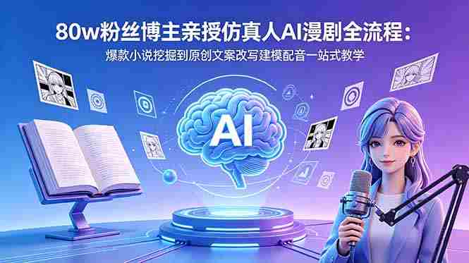 (18581期)80w粉丝博主亲授仿真人AI漫剧全流程:爆款小说挖掘到原创文案改写建模配音一站式教学-有道网创