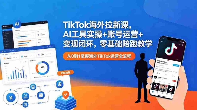 （18522期）TikTok海外拉新课，AI工具实操+账号运营+变现闭环，零基础陪跑教学-有道网创