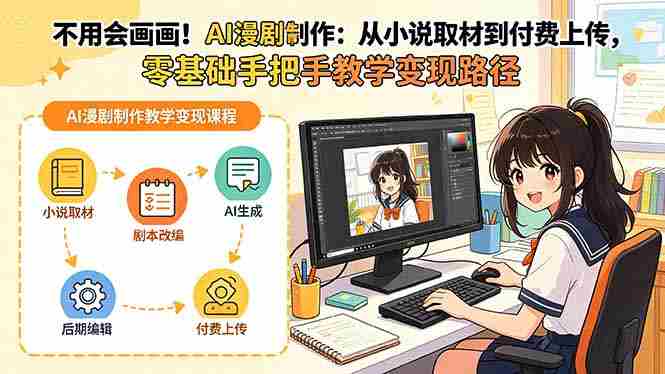 (18439期)不用会画画!AI漫剧制作:从小说取材到付费上传,零基础手把手教学变现路径-有道网创