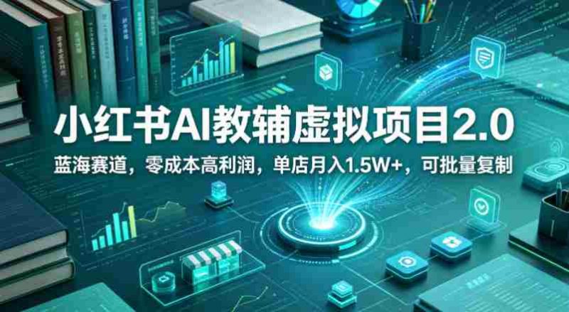 小红书AI教辅虚拟项目2.0,蓝海赛道,零成本高利润,单店月入1.5W+,可批量复制-有道网创