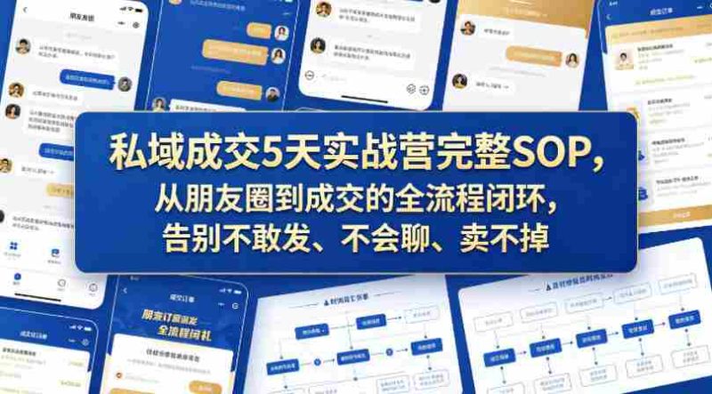 私域成交5天实战营完整SOP,从朋友圈到成交的全流程闭环,告别不敢发、不会聊、卖不掉-有道网创